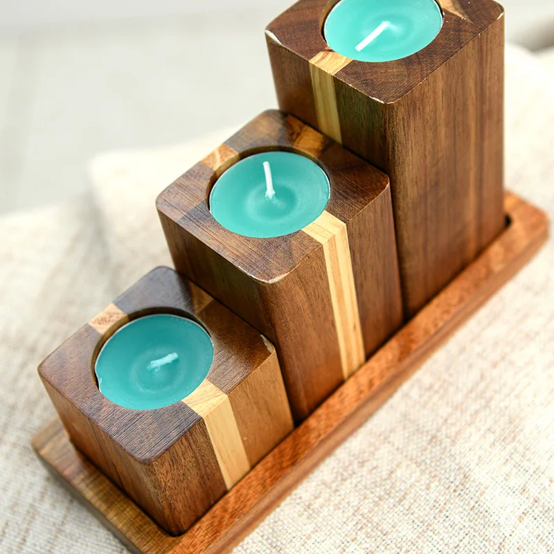 Aspire high  quality Custom Wholesale Wooden candle holder Large Empty Candle Container Candle
