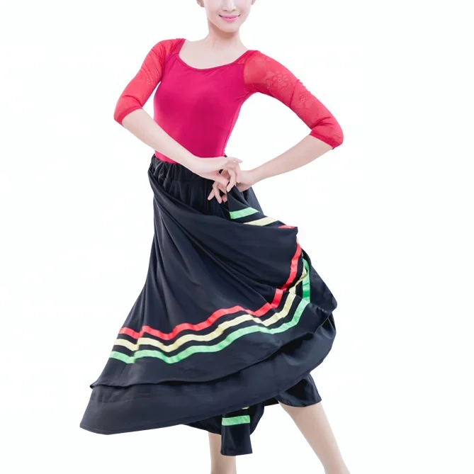 long dance full character skirts Dance clothing ballet skirt Classical Dance Performance Character Skirt with Elastic Waistband