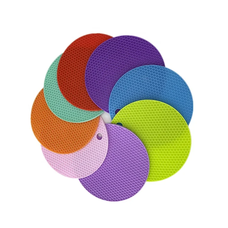 Оптовая продажа, 6,9 дюймовая круглая Нескользящая кухонная утварь, силиконовый коврик, термостойкий сотовый силиконовый держатель для кастрюли