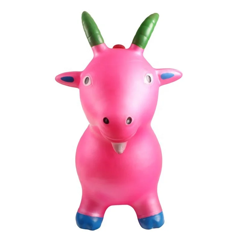 jumping animals colorful hand painting music plastic inflatable farm animal goat toy with music
