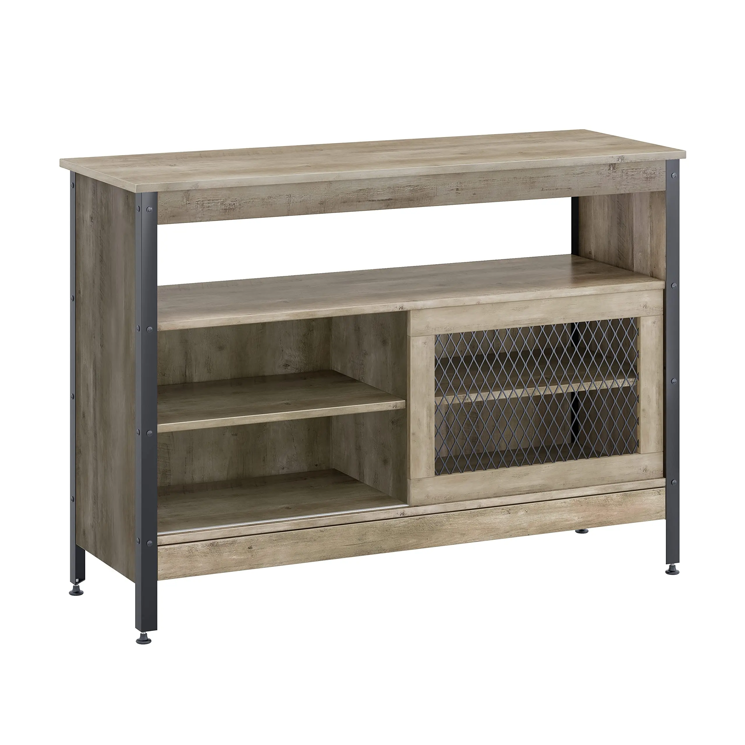 Farmhouse Buffet Cabinet Coffee bar with LED Decor Coffee Bar Table with Adjustable Shelves Storage Cabinet