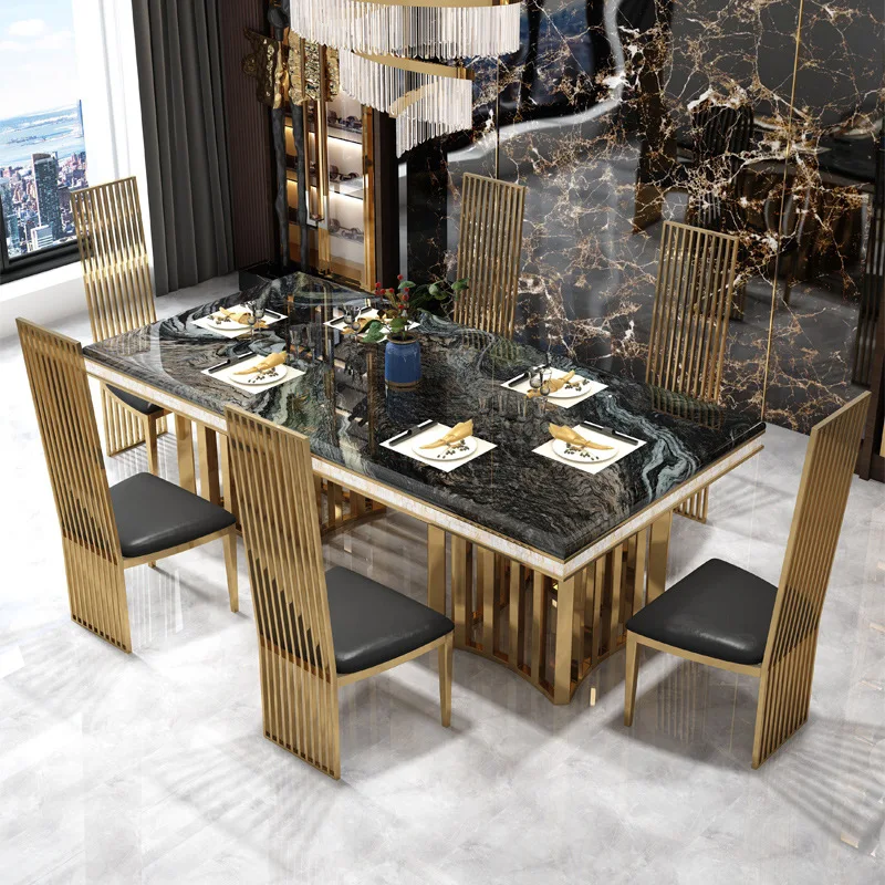 Hot sell Home Furniture Hotel Luxury Dining Table Designs Stainless Steel Dining Table