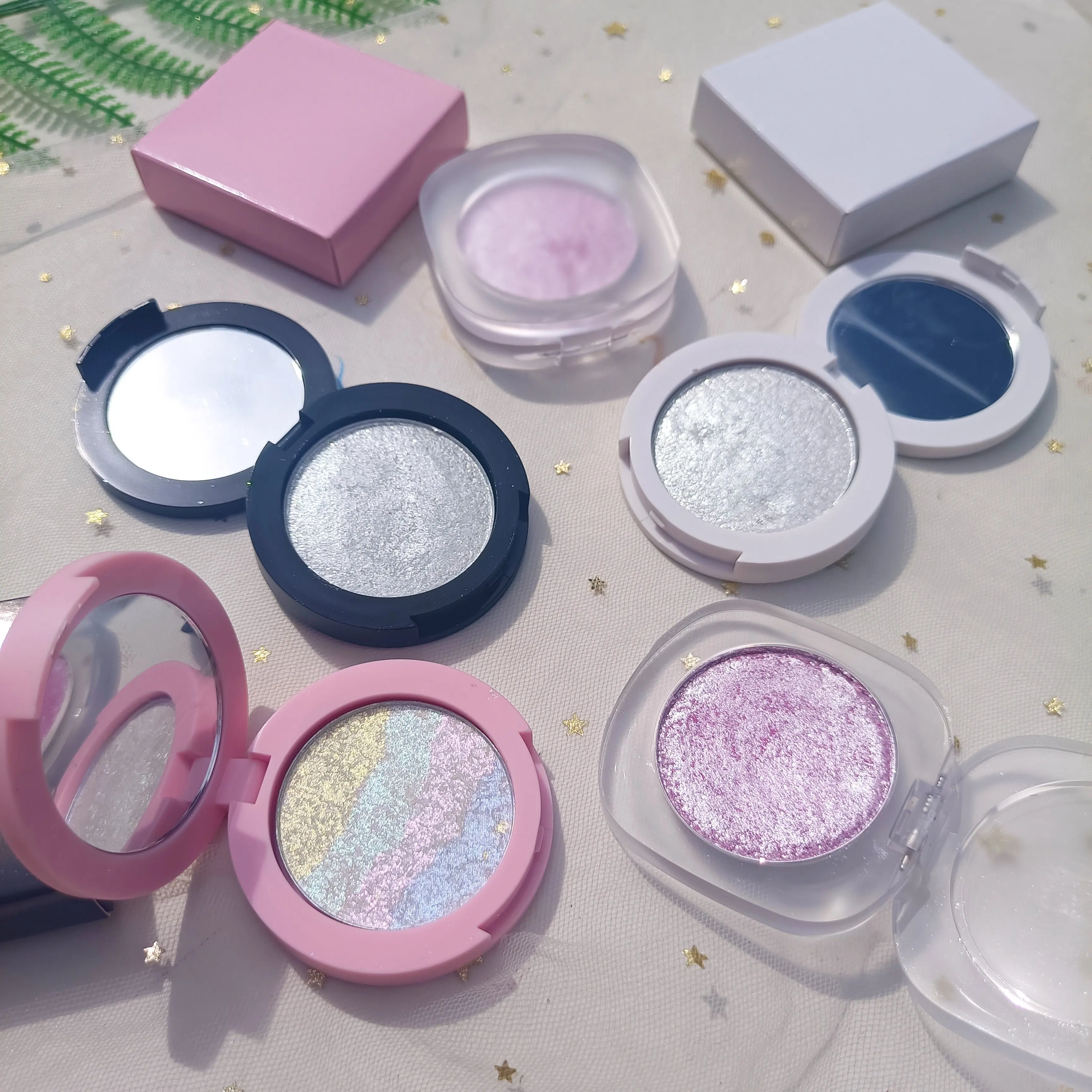 Custom Rainbow Highlight Make up Palette Private Label Natural Long Lasting Body Face Shimmer Highlighter Makeup