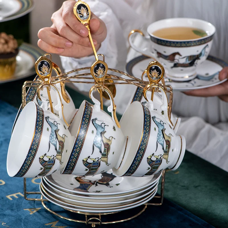 Bone China Coffee Cup Set Saucer Combination Luxury British Style Teatime Ceramic Flower Tea Cup Saucer For Hotel