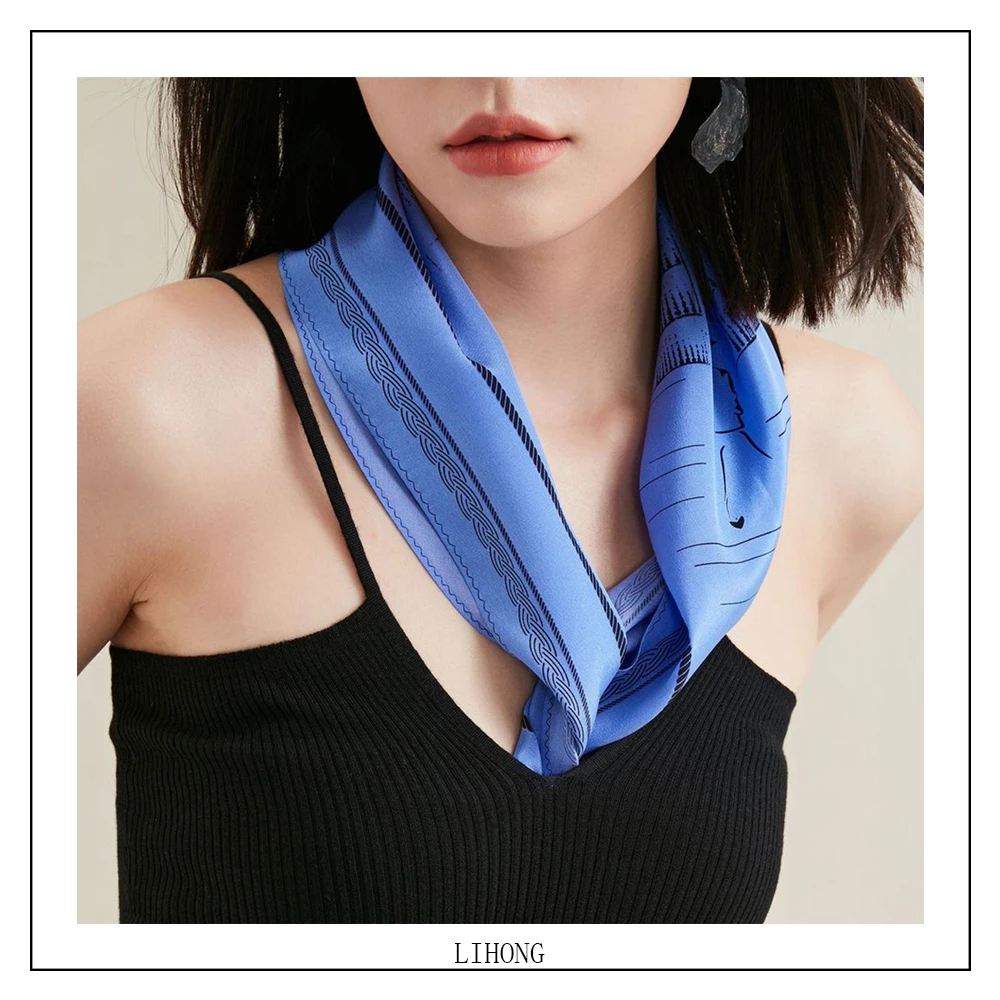 2022 spring and summer diamond small silk scarf French romantic scarf for lady