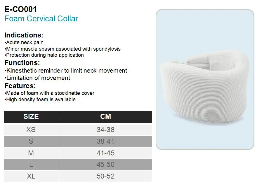 E-Life E-CO001 soft neck brace support foam cervical collar for neck pain relief cervical brace