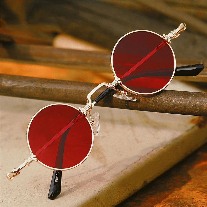 2024 новые металлические очки в круглой оправе маленькие размеры стиле панк европейская американская личность градиентные для мужчин и женщин солнцезащитные