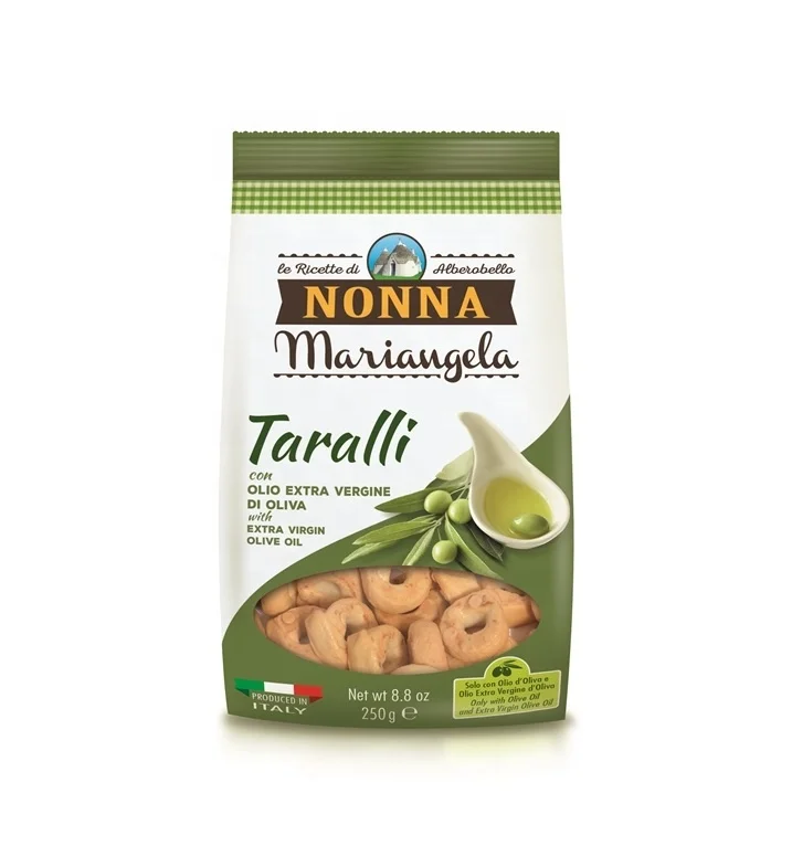 Premium Quality Traditional italian Taralli - Savory Snacks with Extra Virgin Olive Oil 250g, Grain Snack for Aperitif, for GDO