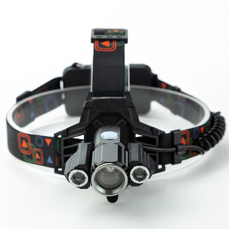 Multi-angle Zoomable Headlamp Super Bright LED Rechargeable Headlight for Running USB Cable 4 Modes 3LED