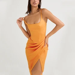 Ladies Pleated Sexy Evening Dress Sleeveless Skirt With Shoulder Straps For 2022