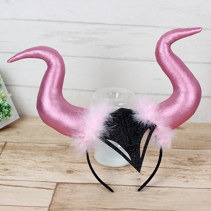 Horn Headband Black Party Horns Headpiece Halloween Cosplay Party Headband Costume Accessory For Women Adult