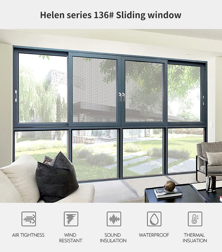Modern Superior Aluminum Glass Sliding Window Soundproof Florida Approved Residential Passive House Sliding Window Windows