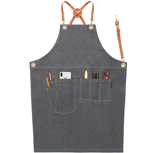 Work chef cheap kitchen apron Denim apron custom LOGO coffee shop leather work apron
