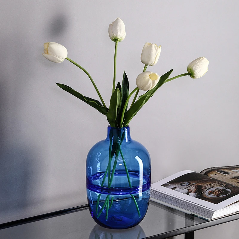 Nordic style simple creative colorful transparent glass vase ornaments flower arrangement hydroponics flower glass vase