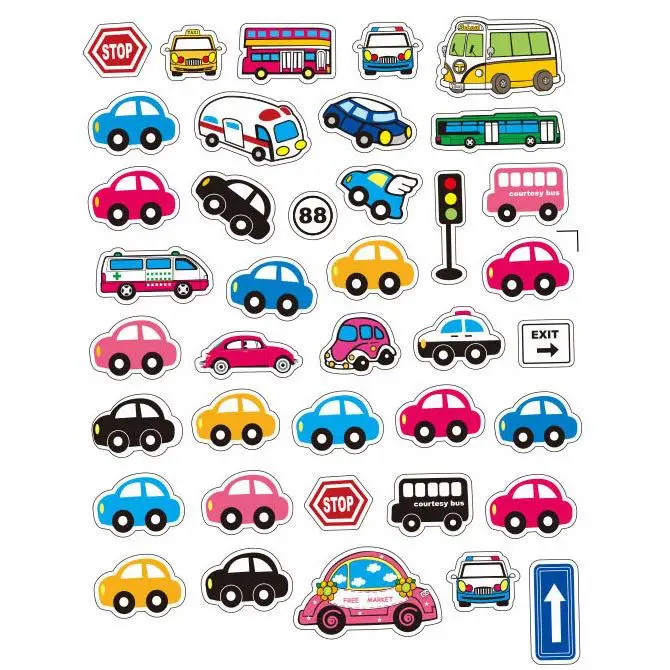 HUAMJ Kids Cartoon Mini Car Customized LOGO Plastisol Ink Label Film Heat Transfers For T-Shirts