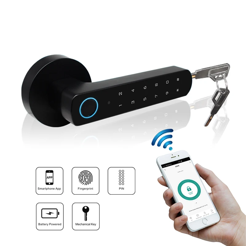 HIMOJO us Zinc Alloy compact fingerprint smart password lock TUYA app Ble unlock locks door Support Alexa Google Home