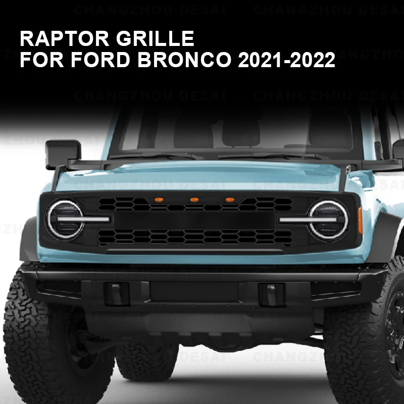 Car Exterior Accessories Body Kit ABS Radiator Raptor Grille Car Front Grille for Ford Bronco 2/4 Door 2021 2022 2023