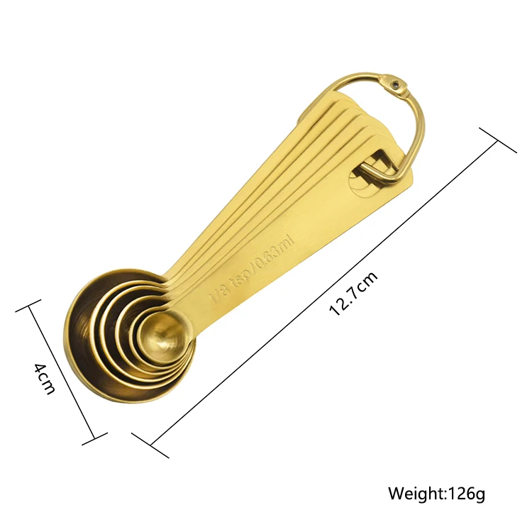 Kitchen cooking and baking measure scoops Professional 6pcs Gold measuring spoons set