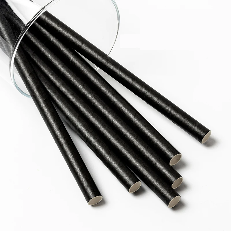 Оптовая продажа одноразовая черная утолщенная биоразлагаемая Питьевая бумажная солома