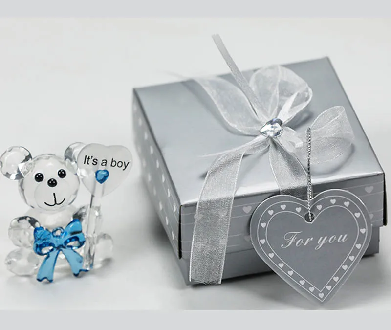 Ywbeyond Crystal Teddy Bear Figurines Ornaments Baby Christening Gifts for Boy girl Baby Shower Souvenirs