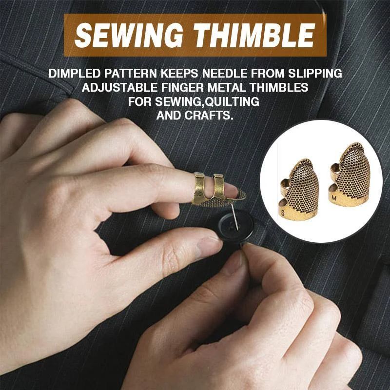 HelloWorld Household Handmade Diy Sewing Metal Bronze Adjustable Adjustment Thimble For Protect Finger