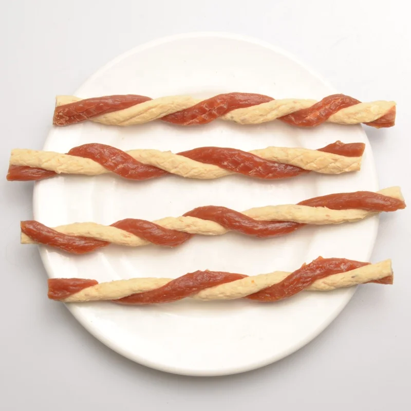 Wholesale Dog Treats Supplier High Quality Healthy Dry Dog Food OEM/ODM Beef Polock Twist Stick Pet Snacks