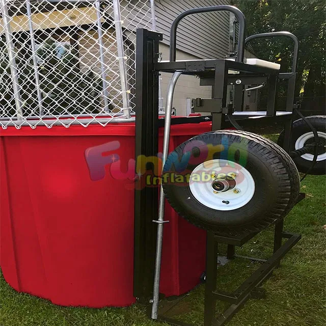 Cheap Portable Water Games Inflatable Bouncer House with Pool dunk tank Machine