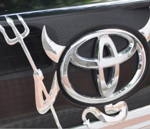 3D Devil Style Demon Logo Sticker Car Badge Emblem Paper Decal Silver