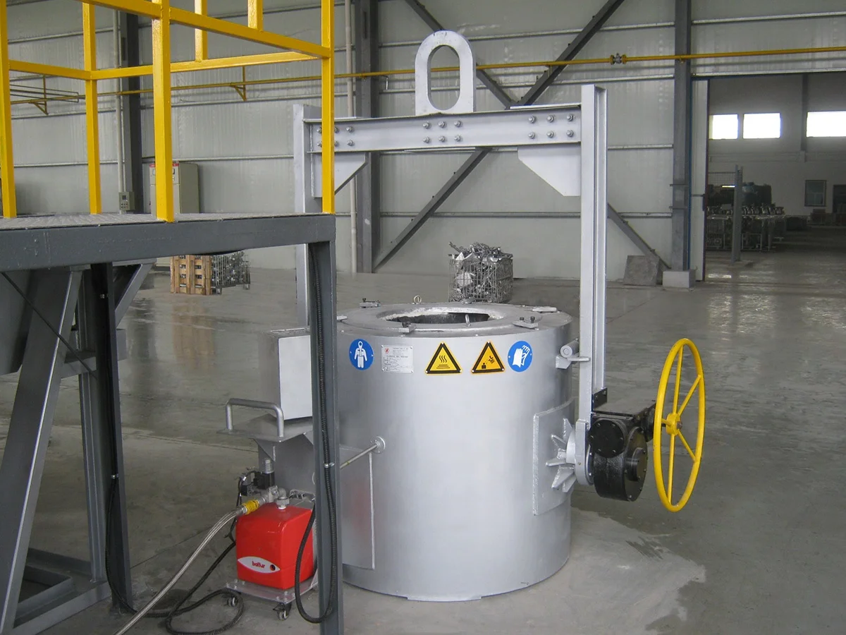 1000KG suspending titling aluminum scrap melting and holding crucible furnace