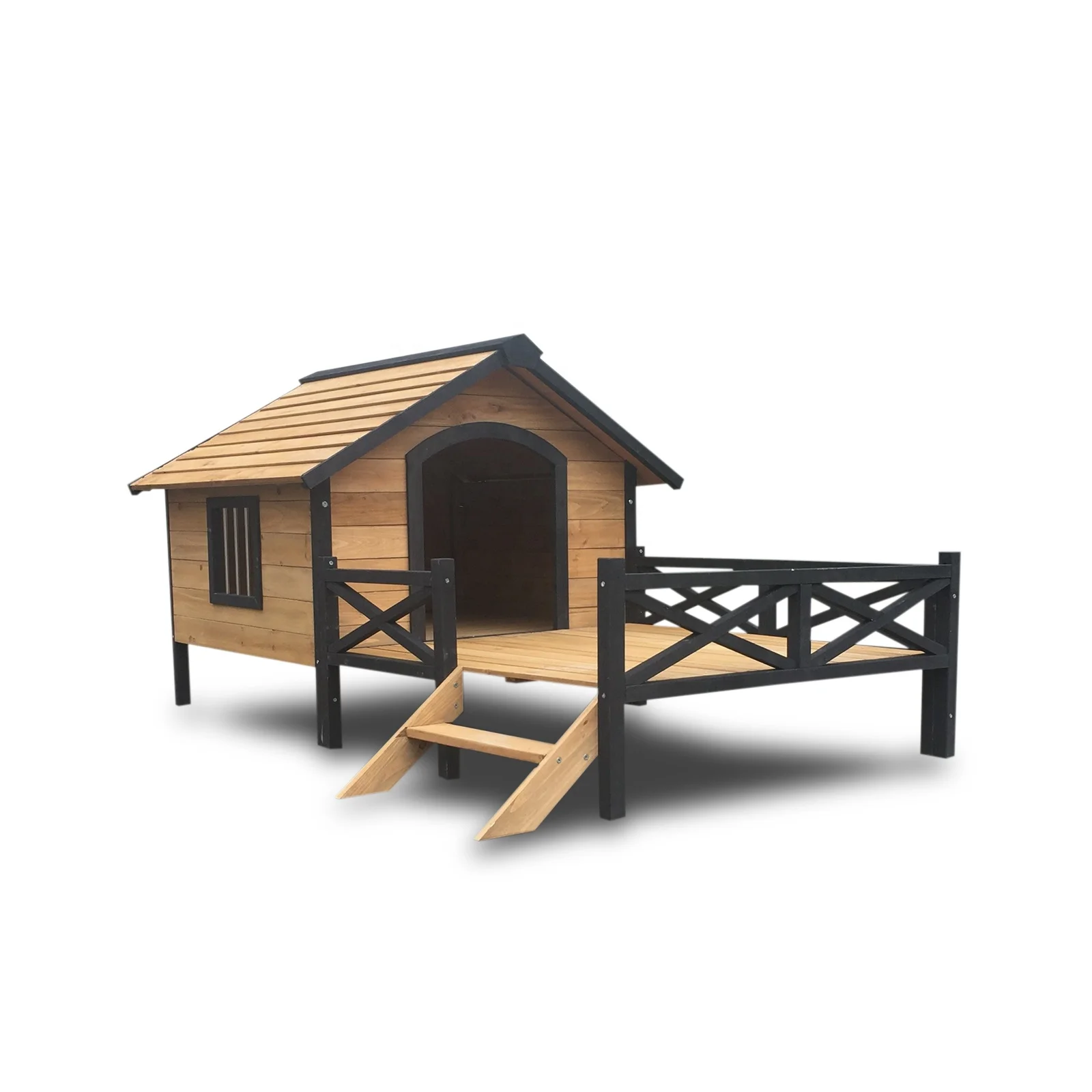 Factory Direct Wooden Dog House Large Dog Kennel Dog Cage with Balcony