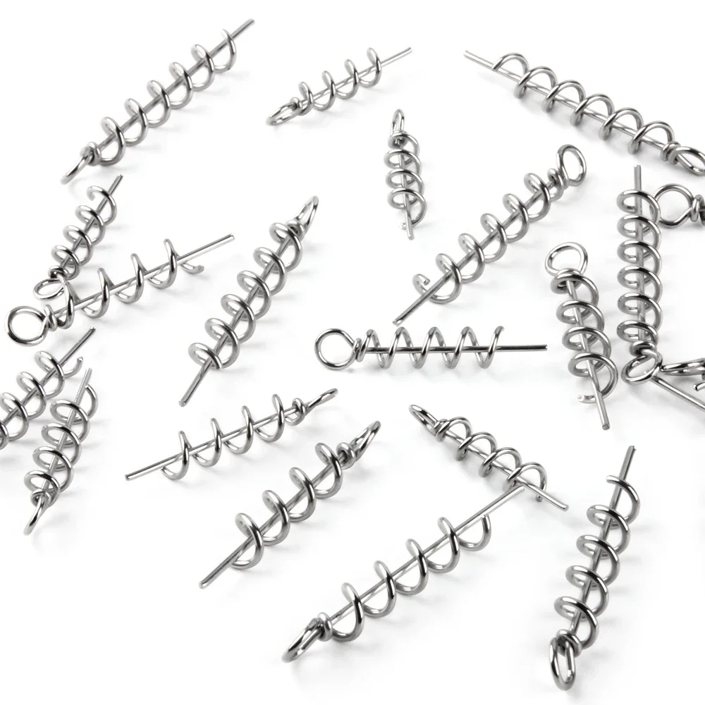 Spinpoler Fishing Corkscrew Hook Soft Lure Centering Pin Spiral 30/35/45/50mm Spring Lock Pin Bait Screw Connector Accessories
