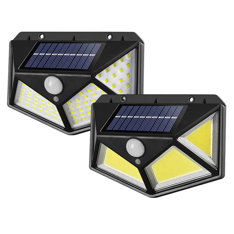 Premium Outdoor Waterproof Ip65 100 Led Motion Sensor Cob Solar Powered Garden Wall Light
