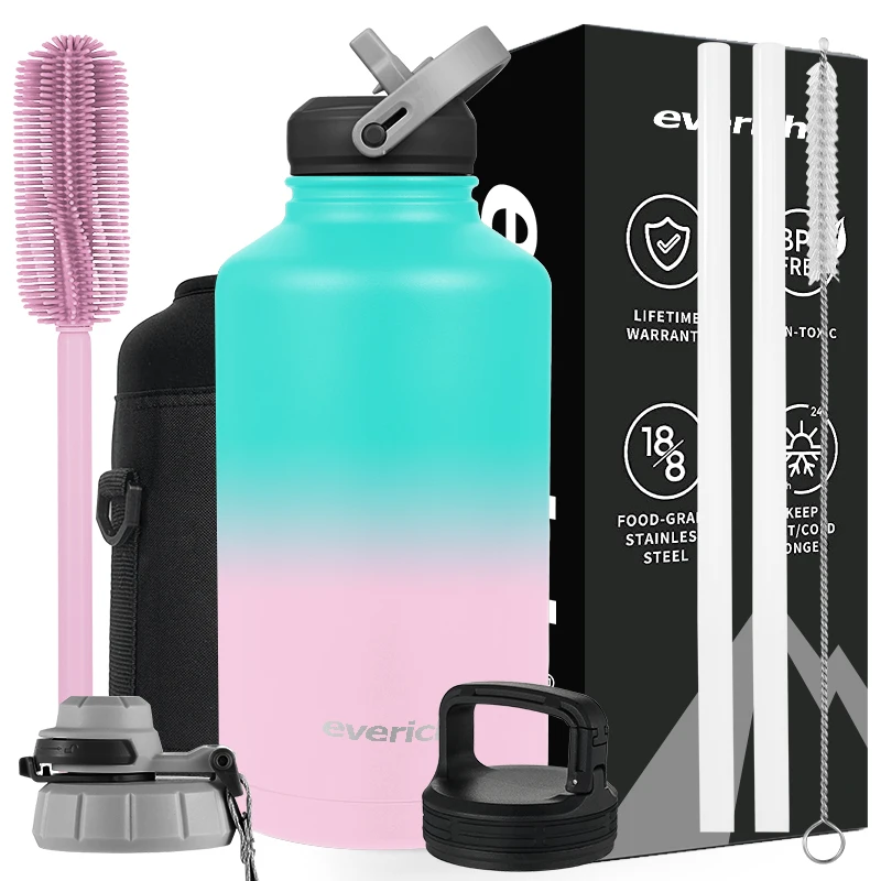 Customized 64oz 128oz Double Wall Stainless Steel Pitcher Beer Jug Growler Water Big Bottle 1 Gallon Keg Growler With Bag