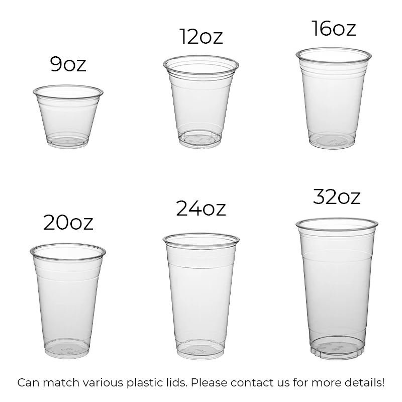 Wholesale Clear PET Plastic Cups with Lids Disposable Cups for Cold Drinks Milkshake Iced Coffee Party