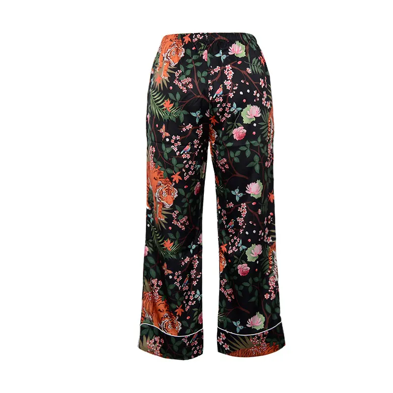 Tiger Leopard Botanical PajamaSeda Pijama Satin Pyjamas Womens pajamas for women set
