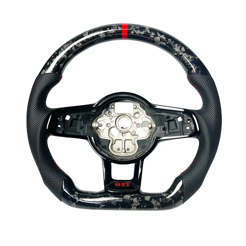 Custom Carbon fiber steering wheel with LED for vw mk6 mk7 GTI 6 GTI 7 R golf 6 golf 7style leather steering wheel