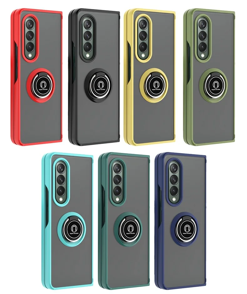 Armor For Samsung Galaxy Z Fold3 Fold 3 5G Case Holder Silicon Magnetic Ring Hard Cover
