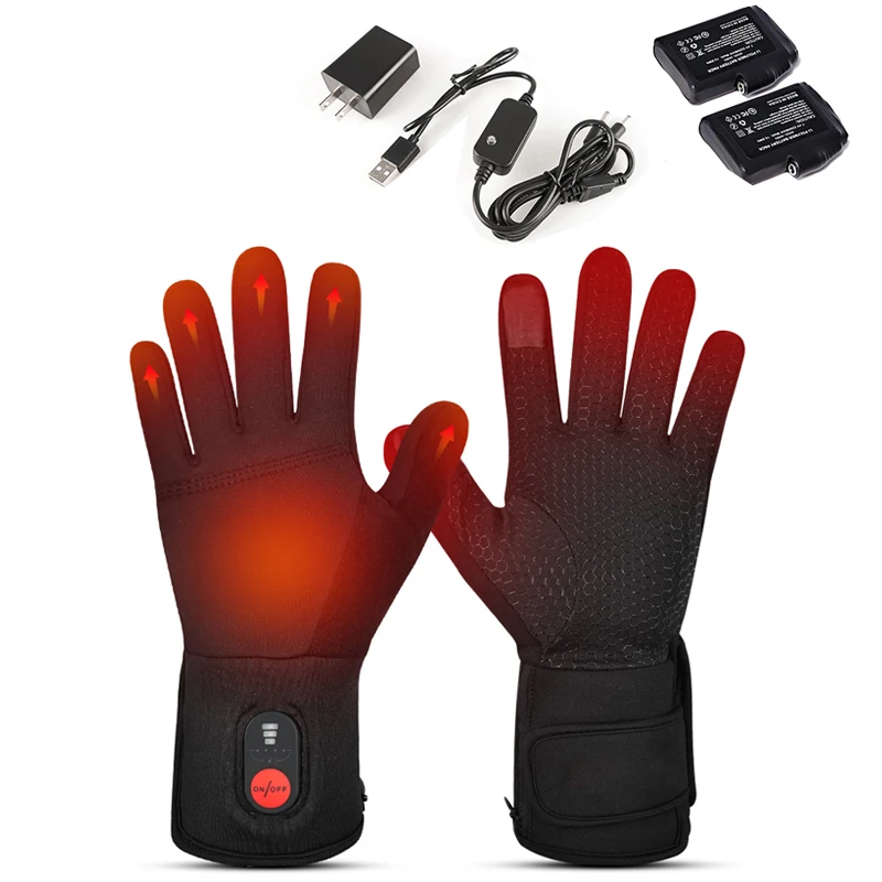 7.4v Touch Screen Waterproof Snow Heating Glove Liners Battery Rechargeable Electric Heated Ski Gloves