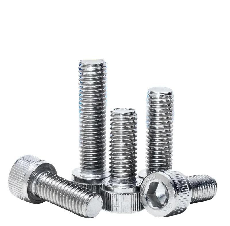 304 Stainless Steel Hexagon Socket Screw Cup Head Full Teeth Knurled Cylindrical Head M3M4M5 Bolt Metric System Din Standard