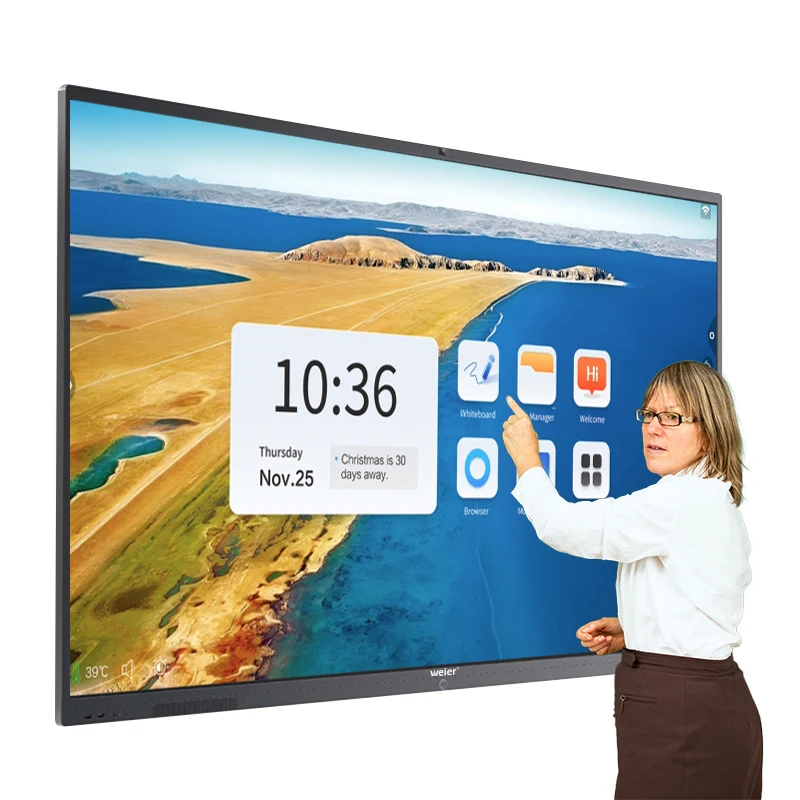 weier 75 inch build in camera android 11 4+32G Anti-Glare smart board interactive touch panel