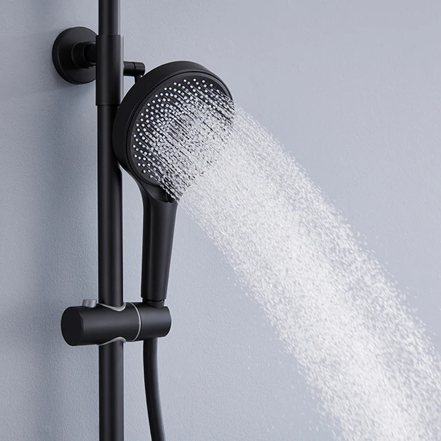 Stainless Steel Bathroom Shower Set Floor Stand Freestanding Round Bathtub Faucet Accessories Shower System For Bathroom