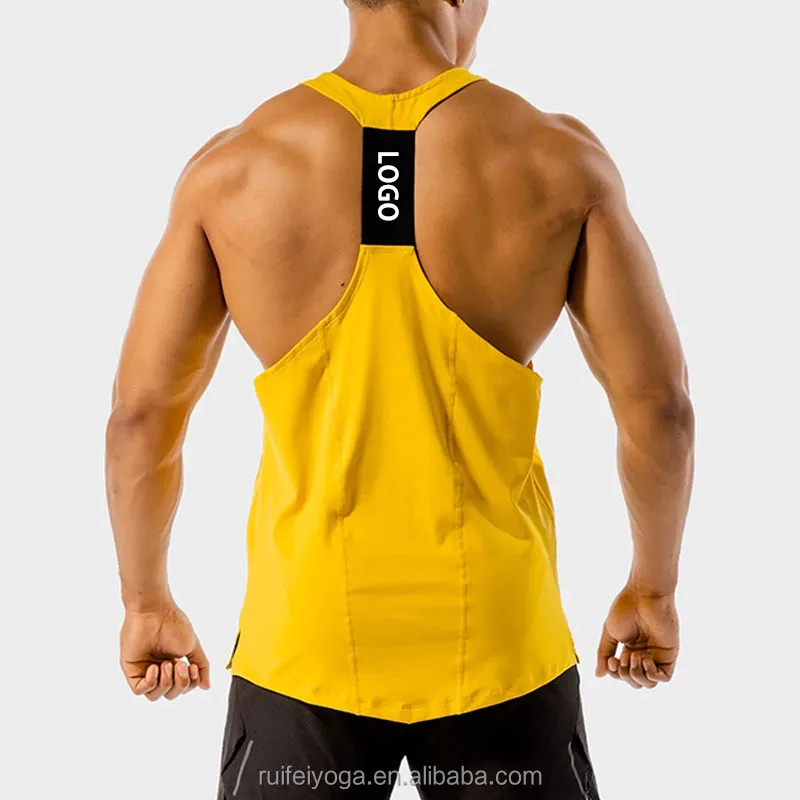 Custom Printed Logo Summer Bodybuilding Muscle Y Back Sleeveless Shirts Running Singlet Plus Size Gym Men Stringer Tank Top