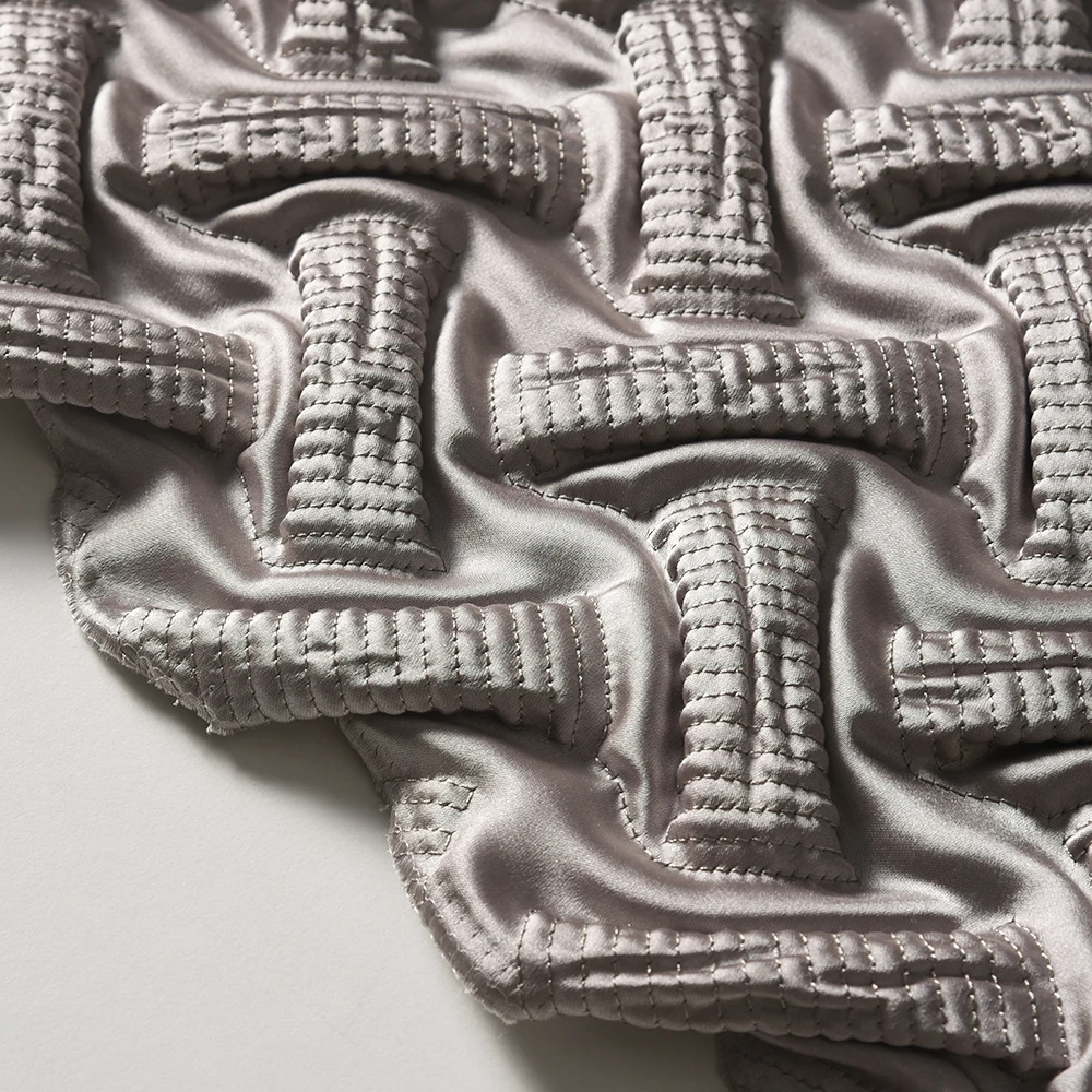 Telas Textiles 2023 New Design Upholstery Satin Embroidery Crash Sofa Fabric with Foam