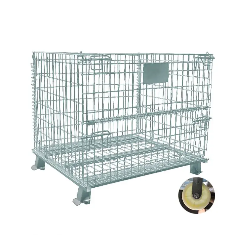 
Warehouse Locking Protective Large Heavy Loading Big 4 Side Equipment Storage Metal Steel Round Wire Mesh Garbage Recycle Cage 