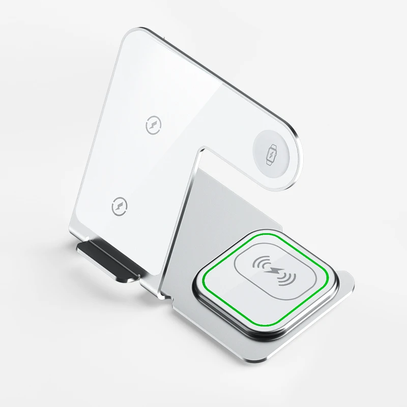 High quality whole Alloy 3 in 1 wireless  charger  desktop 15W fast wireless charging stand