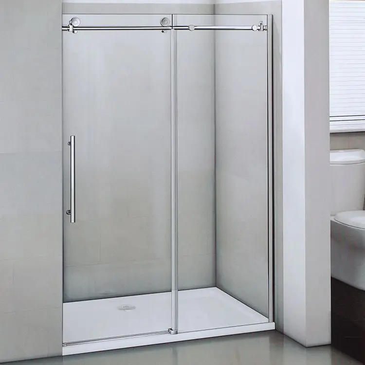 Ningjie   simple bathroom frameless  shower door  tmeper glass sliding cheaper  shower  enclosure shower room