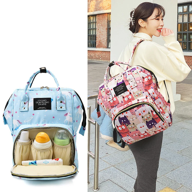 Large capacity Outdoor travel mother bag mummy Backpack cartoon printing mommy baby diaper bag backpacks