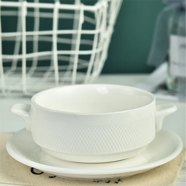 Customized 250ml Ceramic Tureen White Porcelain Antique-Style Soup Bowl with Logo for Kitchen Home Wedding Party Use Fathers Day