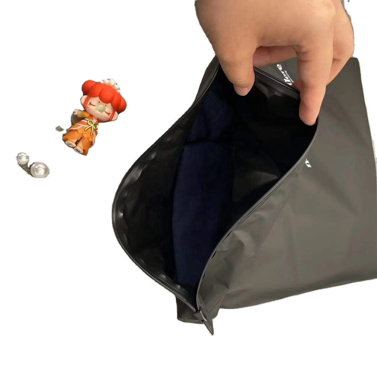 Wholesale Custom PVC Packaging Black Frosted Zipper Bag Square Bottom Clothing Rice Featuring Screen Printing Surface Handling