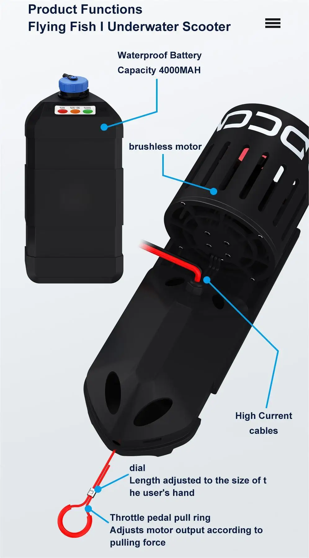 Flying Fish Underwater Sea Scooter Propeller Electric Diving Scooter for High Speed Training